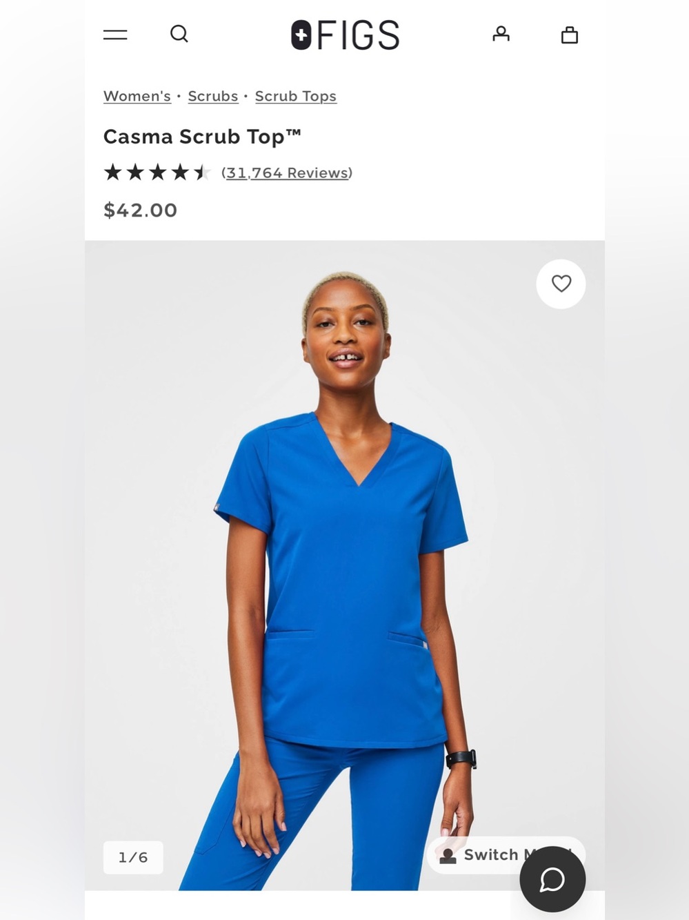 Women’s FIGS Casma Scrub Top Technical Collection Multi Pocket Hidden M Like New
